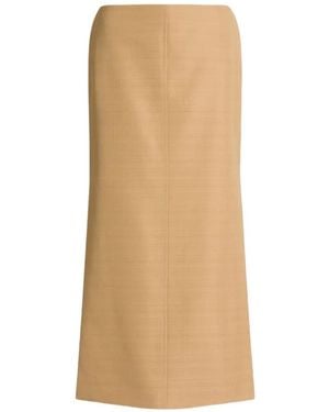 Alberta Ferretti Side-Slit Midi Skirt - Natural