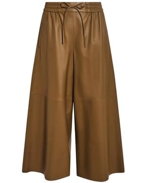 Yves Salomon Leather Drawstring-Waist Trousers - Natural