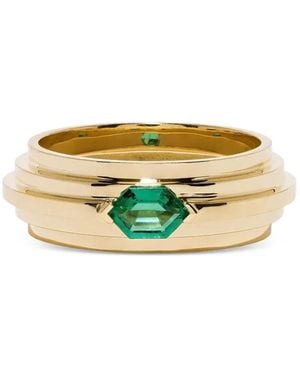 Azlee 18K Staircase 5-Tier Emerald Ring - Metallic