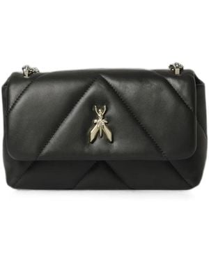 Patrizia Pepe Fly-Plaque Matelassé Shoulder Bag - Black