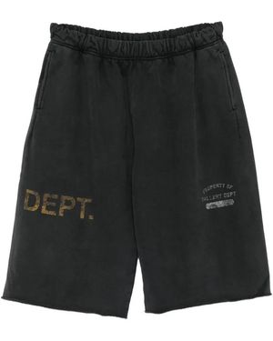 GALLERY DEPT. Logo-Print Raw-Edge Shorts - Black