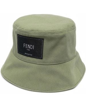 Fendi Logo-Patch Detail Bucket Hat - Green