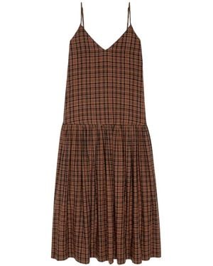 The Great Plaid Drop-Waist Maxi Dress - Brown