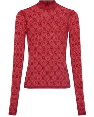 Marine Serre Moonogram High-Neck Top - Red