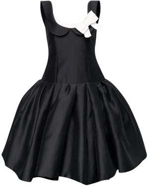 ShuShu/Tong Vestido Plisado Con Detalle De Lazo - Negro