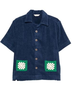 TERRY PUESTO Crochet-Trim-Detail Shirt - Blue