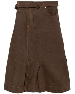 Sacai Cotton Wrap Skirt - Brown