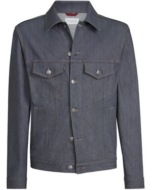 Brunello Cucinelli Denim Four-Pocket Jacket - Blue