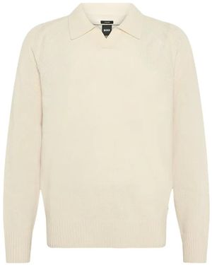 BOSS Polo-Collar Sweater - White