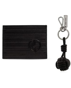 Giorgio Armani Set aus Kartenetui und Schlüsselanhänger - Schwarz