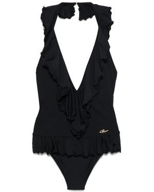 Chloé Ruffled V-Neck Swimsuit - Black