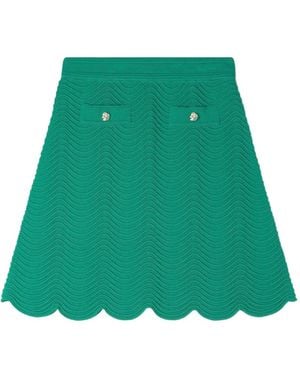 Sandro ウェーブパターン ニットスカート - グリーン