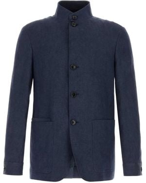 ZEGNA Blazer En Lin - Blue