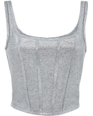 Brunello Cucinelli Corset Jersey Cropped Top - Gray