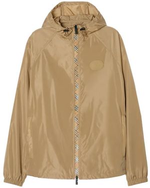 Burberry Chaqueta Con Capucha Y Franja Checker - Neutro