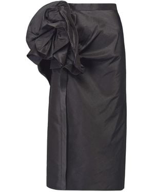Maison Margiela Moiré-Effect Ruffled Midi Skirt - Black