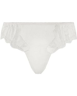 Dolce & Gabbana Lace-Detail Satin Thong - White