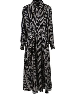 Kiton Chevron-Print Midi Dress - Black
