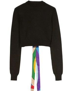 PUCCI アブストラクトパターン クロップドセーター - ブラック