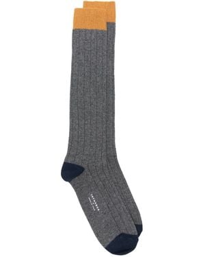 In The Box Ribbed Colour-block Socks - Gray