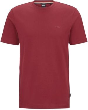 BOSS Logo-Print Cotton T-Shirt - Red