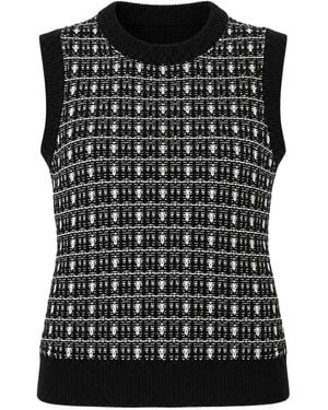 Varley Haut Safia En Maille Intarsia - Black