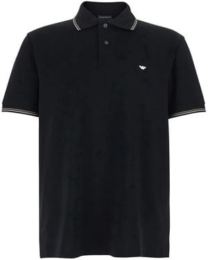 Emporio Armani Logo Cotton Polo Shirt - Black