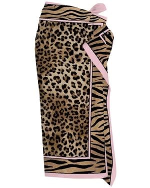 MC2 Saint Barth Animal-Print Sarong Maxi Skirt - White
