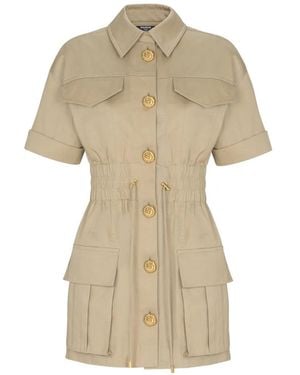 Balmain Four Pocket Button Dress - Natural