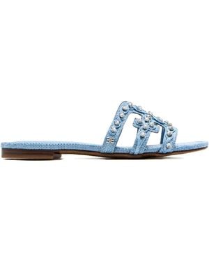 Sam Edelman Crystal-Embellished Woven Sandals - White