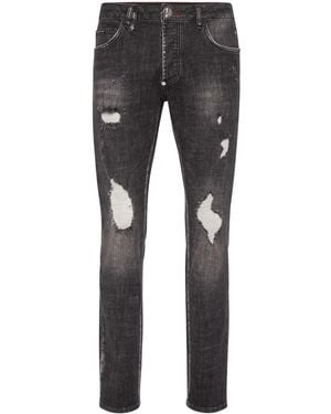 Philipp Plein Paint-Splatter Straight-Leg Jeans - Grey