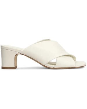Julie Dee Criss-Cross Leather Mules - Natural