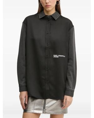Karl Lagerfeld Denim-Panelled Shirt - Black