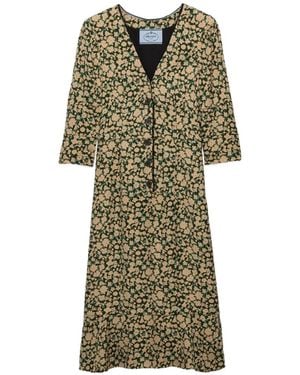 Prada Vestido Con Estampado Bordado - Verde