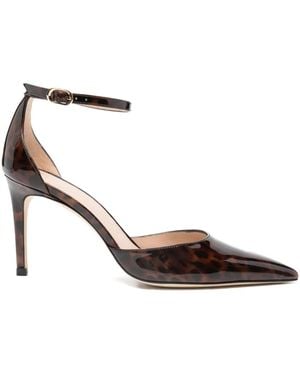 Stuart Weitzman 85Mm Leopard-Print Ankle-Strap Pumps - Brown