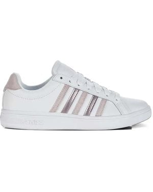 K-swiss Court Tiebreak Striped Leather Trainers - White