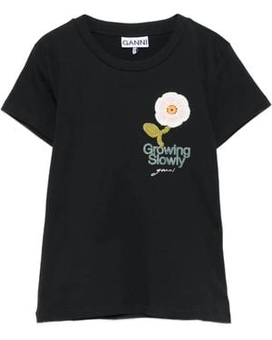 Ganni Graphics Crew Neck T-Shirt - Black