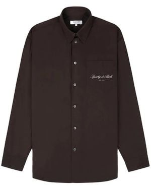 Sporty & Rich Logo-Print Oversized Shirt - Brown