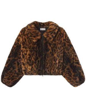 A.L.C. Esme Animal-Print Cropped Jacket - Brown