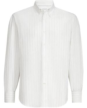 Brunello Cucinelli Camicia A Righe - Bianco