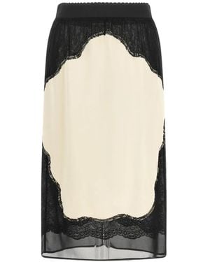 The Attico Lace-Insert Midi Skirt - Black