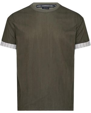 ANDERSSON BELL Overlay Roll-Up Cuffs T-Shirt - Green