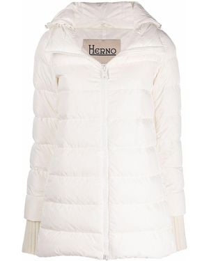 Herno Hooded Feather-Down Padded Coat - White