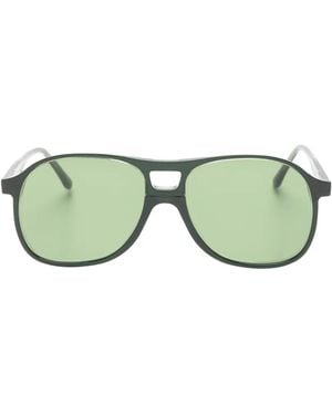 Lesca Rock Pilot-Frame Sunglasses - Green