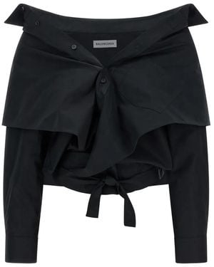 Balenciaga Off-Shoulder Shirt - Black