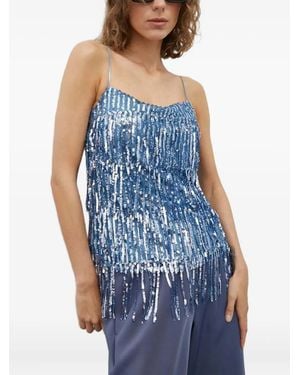 Samsøe & Samsøe Sequin Fringed Top - Blue