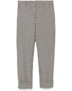 Incotex Houndstooth Cropped Wool Trousers - Grey