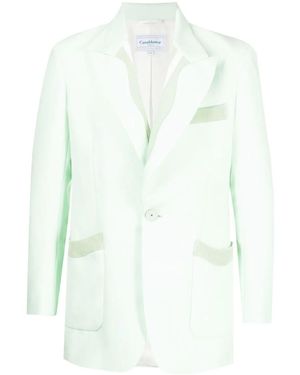 CASABLANCA Ribbed-Trim Single-Breasted Blazer - Green