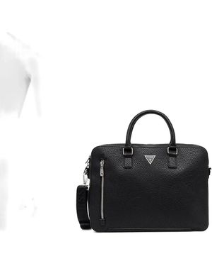Guess Torino Logo-Plaque Laptop Bag - Black