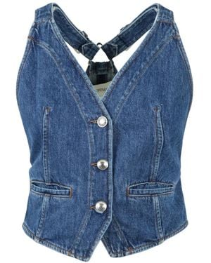 Sportmax Buckle-Strap Denim Waistcoat - Blue